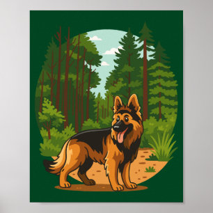 Deutscher Schäferhund Wald Abenteuer Hund  Poster