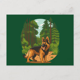 Deutscher Schäferhund Wald Abenteuer Hund  Postkarte