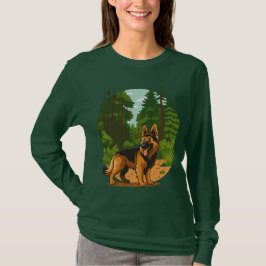Deutscher Schäferhund Wald Abenteuer Hund  T-Shirt