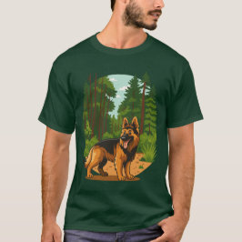 Deutscher Schäferhund Wald Abenteuer Hund  T-Shirt