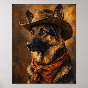 Deutscher Schäferhund Wandkunst — Ranch Hand Cowbo Poster