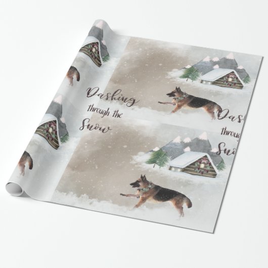 Deutscher Schäferhund Wasserfarben Happy Holiday S Geschenkpapier (Ungerollt)