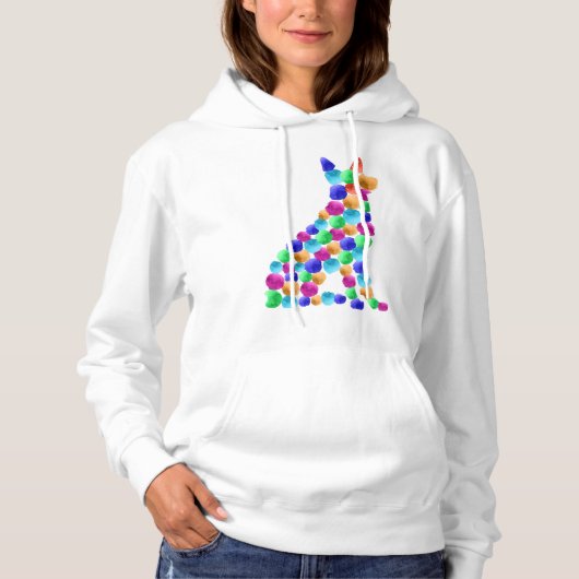 Deutscher Schäferhund Watercolor Farbpunktart Hoodie (Vorderseite)