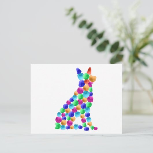 Deutscher Schäferhund Watercolor Farbpunktart Postkarte (Stehend Vorderseite)