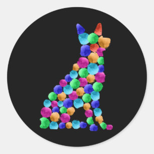 Deutscher Schäferhund Watercolor Farbpunktart Runder Aufkleber