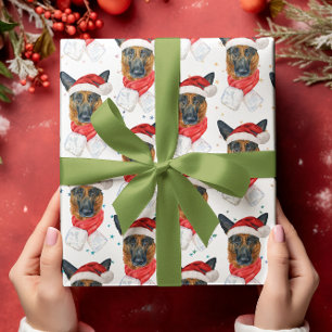 Deutscher Schäferhund Weihnachten Aquarell Hunde-R Geschenkpapier