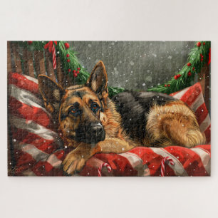 Deutscher Schäferhund Weihnachten Festlich Puzzle