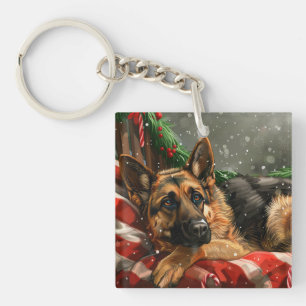 Deutscher Schäferhund Weihnachten Festlich Schlüsselanhänger