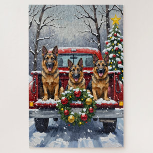Deutscher Schäferhund Weihnachten Roter LKW Urlaub Puzzle