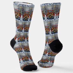 Deutscher Schäferhund Weihnachten Rotes Lastwagen Socken