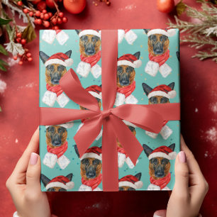 Deutscher Schäferhund Weihnachten Wasserfarbe Hund Geschenkpapier