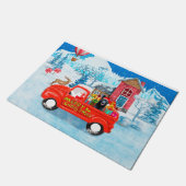 Deutscher Schäferhund Weihnachts-Lkw Schnee Fußmatte (Schrägansicht)