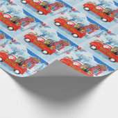 Deutscher Schäferhund Weihnachts-Lkw Schnee Geschenkpapier (Ecke)
