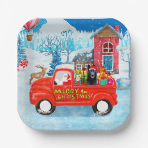 Deutscher Schäferhund Weihnachts-Lkw Schnee Pappteller