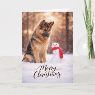 Deutscher Schäferhund Weihnachts-Schneemann Feiertagskarte