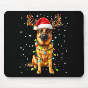 Deutscher Schäferhund Weihnachtsbaum Lichter Pyjam Mousepad