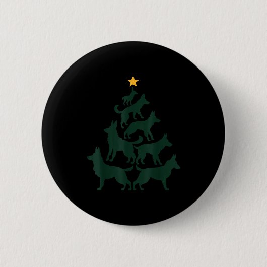 Deutscher Schäferhund Weihnachtsbaum Lustiger Gsd Button (Vorderseite)