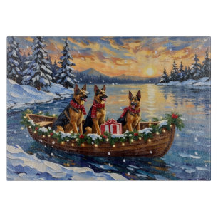 Deutscher Schäferhund Weihnachtsboot Urlaub Schneidebrett