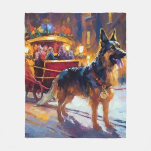 Deutscher Schäferhund Weihnachtsfestzeit Fleecedecke