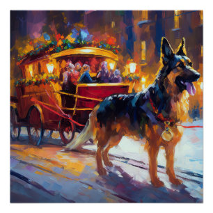 Deutscher Schäferhund Weihnachtsfestzeit Poster