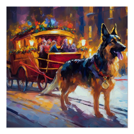 Deutscher Schäferhund Weihnachtsfestzeit Poster (Vorderseite)