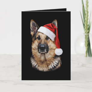 Deutscher Schäferhund Weihnachtsmann Hut Portrait Karte