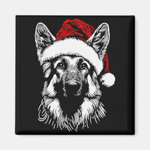 Deutscher Schäferhund Weihnachtsmann Hut Weihnacht Magnet
