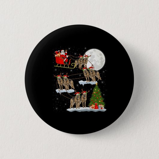 Deutscher Schäferhund Weihnachtsmann Schlitten Fli Button (Vorderseite)