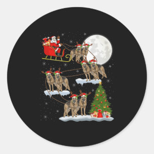 Deutscher Schäferhund Weihnachtsmann Schlitten Fli Runder Aufkleber