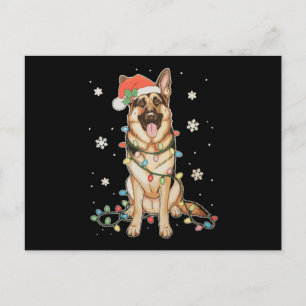 Deutscher Schäferhund Weihnachtsmannmütze Weihnach Feiertagspostkarte
