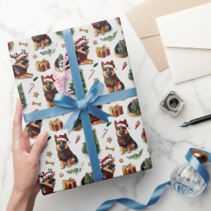 Deutscher Schäferhund Weihnachtsmuster Geschenkpapier