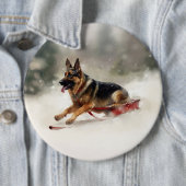 Deutscher Schäferhund Weihnachtsschnee im Winter Button (Beispiel)