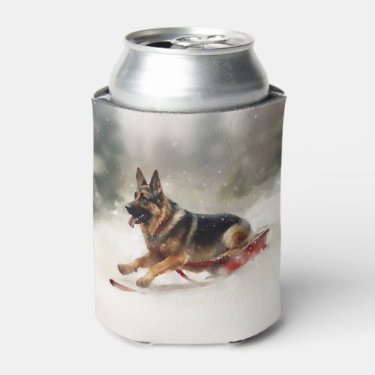 Deutscher Schäferhund Weihnachtsschnee im Winter Dosenkühler (Kanne Vorderseite)
