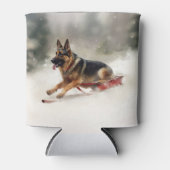 Deutscher Schäferhund Weihnachtsschnee im Winter Dosenkühler (Vorderseite)