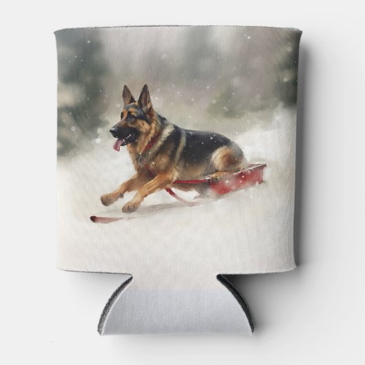 Deutscher Schäferhund Weihnachtsschnee im Winter Dosenkühler (Vorderseite)