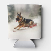 Deutscher Schäferhund Weihnachtsschnee im Winter Dosenkühler (Rückseite)