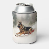 Deutscher Schäferhund Weihnachtsschnee im Winter Dosenkühler (Kanne Rückseite)