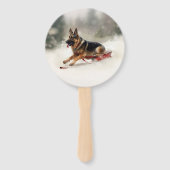 Deutscher Schäferhund Weihnachtsschnee im Winter Fächer (Vorderseite)