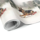 Deutscher Schäferhund Weihnachtsschnee im Winter Geschenkpapier (Rolleneckpunkt)