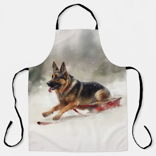 Deutscher Schäferhund Weihnachtsschnee im Winter Schürze (Vorderseite)
