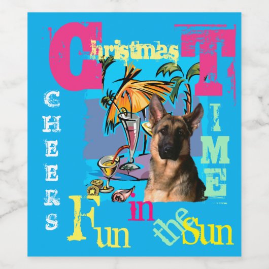 Deutscher Schäferhund Weinetikett (Einzelnes Label)