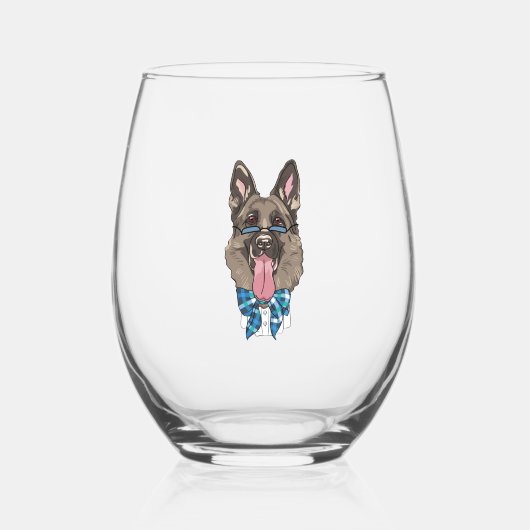 Deutscher Schäferhund Weinglas Ohne Stiel (Vorderseite)