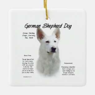 Deutscher Schäferhund (weiß) Geschichte Design Keramikornament