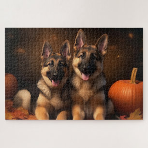 Deutscher Schäferhund-Welpe Herbstfreude Kürbis  Puzzle