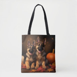 Deutscher Schäferhund-Welpe Herbstfreude Kürbis  Tasche