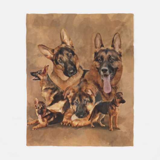 Deutscher Schäferhund - Welpe, jung, erwachsen Fleecedecke (Vorderseite)