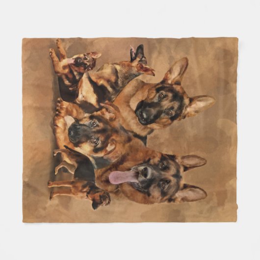 Deutscher Schäferhund - Welpe, jung, erwachsen Fleecedecke (Vorderseite (Horizontal))