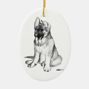 Deutscher Schäferhund-Welpe Keramik Ornament