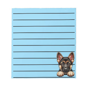 Deutscher Schäferhund-Welpe mit ausdrucksstarken A Notizblock