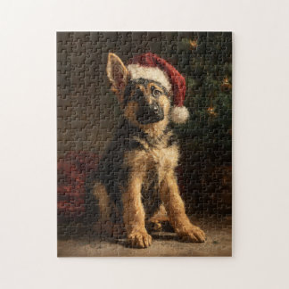 Deutscher Schäferhund-Welpe Weihnachtsbild Puzzle